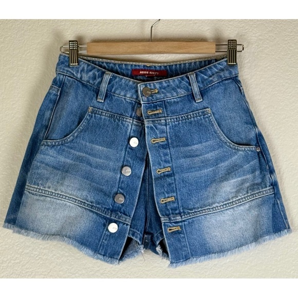 Miss Sixty Vintage Y2K Micro Mini Denim Skirt/Skorts, size 26 / XS - Picture 5 of 13